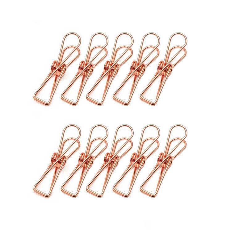 10X Spring Paperclips Metal Wire Hollow Out Clips 33mm Mini Binder Paper Clip - Rose Gold