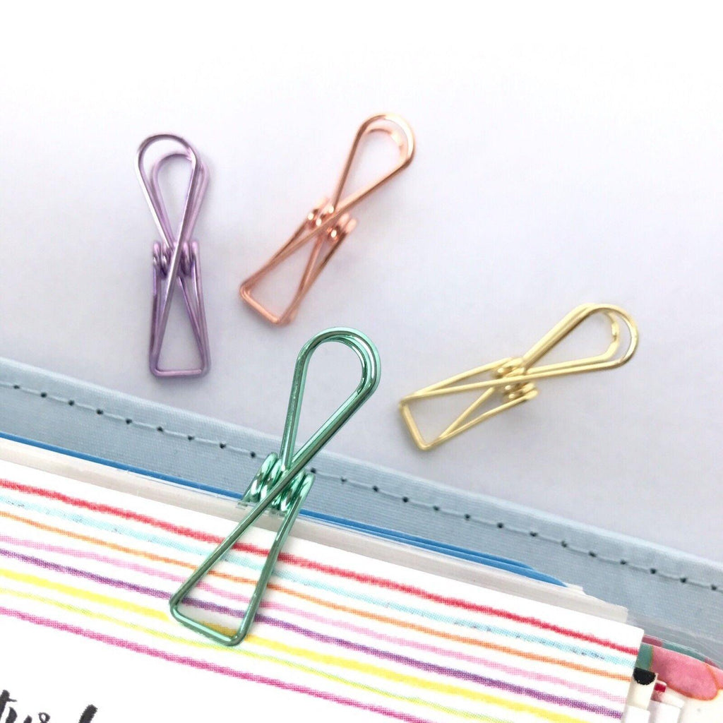 10X Spring Paperclips Metal Wire Hollow Out Clips 55mm Mini Binder Paper Clip - Blue
