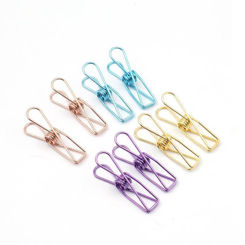 10X Spring Paperclips Metal Wire Hollow Out Clips 55mm Mini Binder Paper Clip - Rose Gold