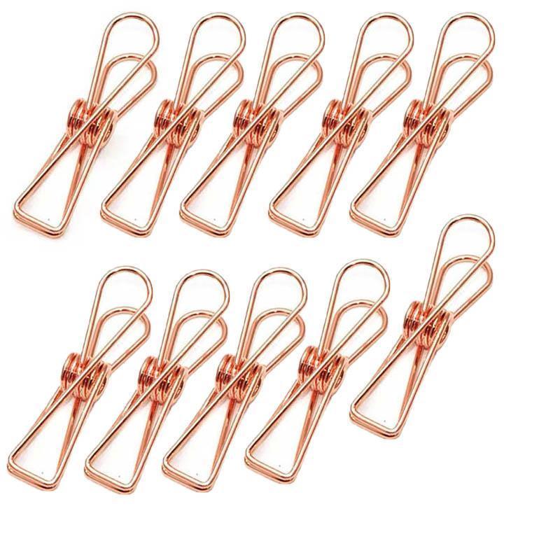 10X Spring Paperclips Metal Wire Hollow Out Clips 55mm Mini Binder Paper Clip - Rose Gold