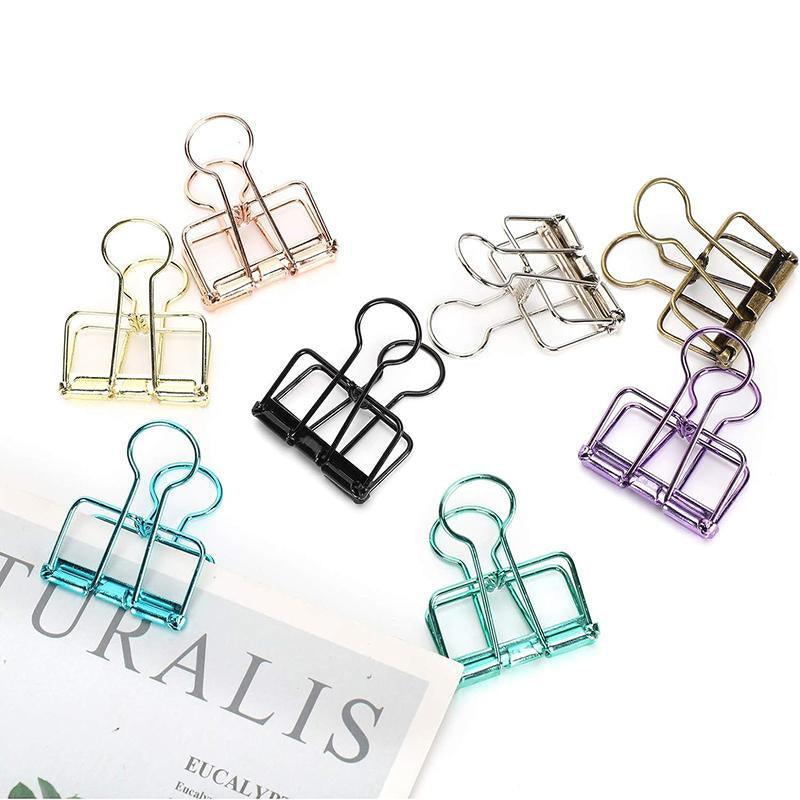 Solid Color Hollow Out Swallowtail Metal Binder Bookmark Clips Office Supplies - Gold