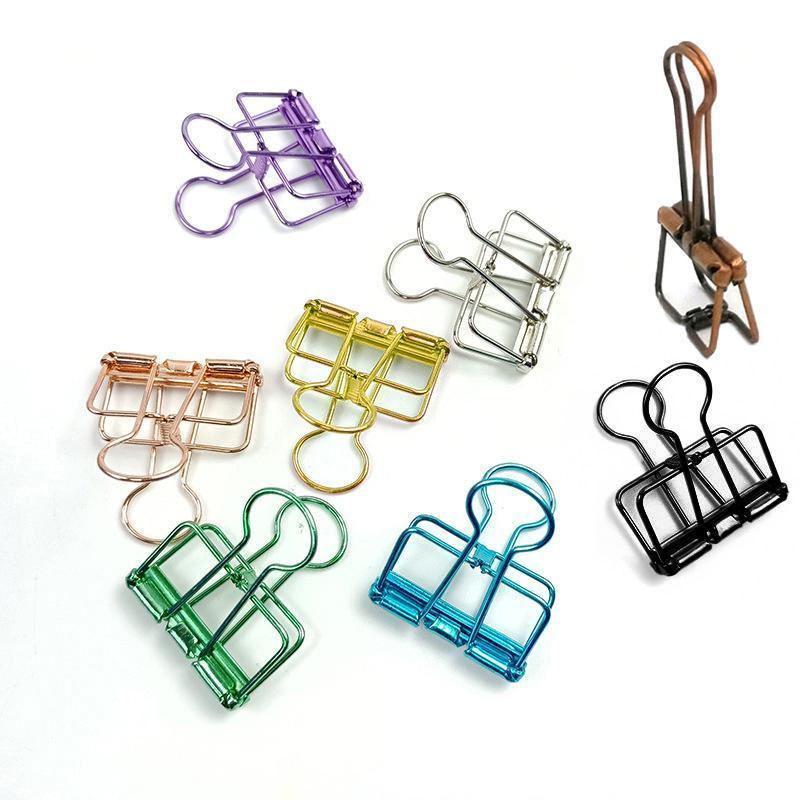 Solid Color Hollow Out Swallowtail Metal Binder Bookmark Clips Office Supplies - Purple