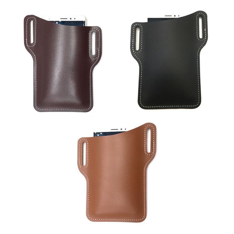 Leather Phone Holster Pouch Belt Clip Loop Waist Bag Cover Case for Men - Black