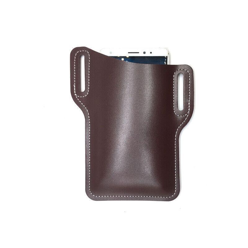 Leather Phone Holster Pouch Belt Clip Loop Waist Bag Cover Case for Men - Black