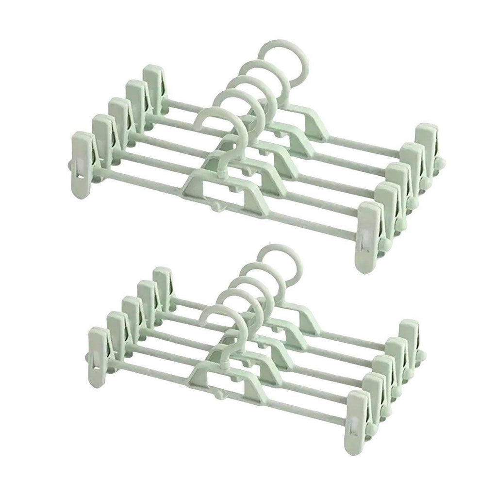 Seamless Household Retractable Pants Rack Buckle Clothes Clip Inner Hanger - Green
