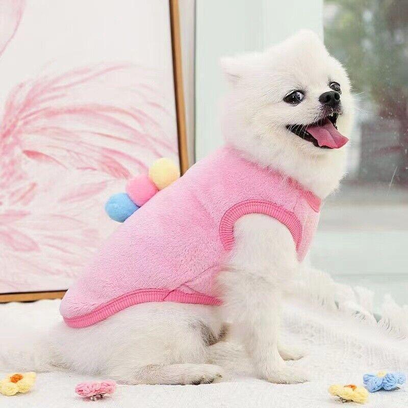 S Size Warm Winter Dog Clothes Soft Fleece Dog Jacket Pet Coat Sweater Cat Jumper - Blue Bell