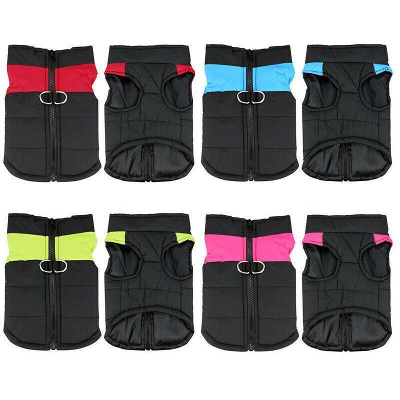 L Size Large Dog Jacket Padded Waterproof Pet Clothes Warm Windbreaker Vest Coat Winter - Red