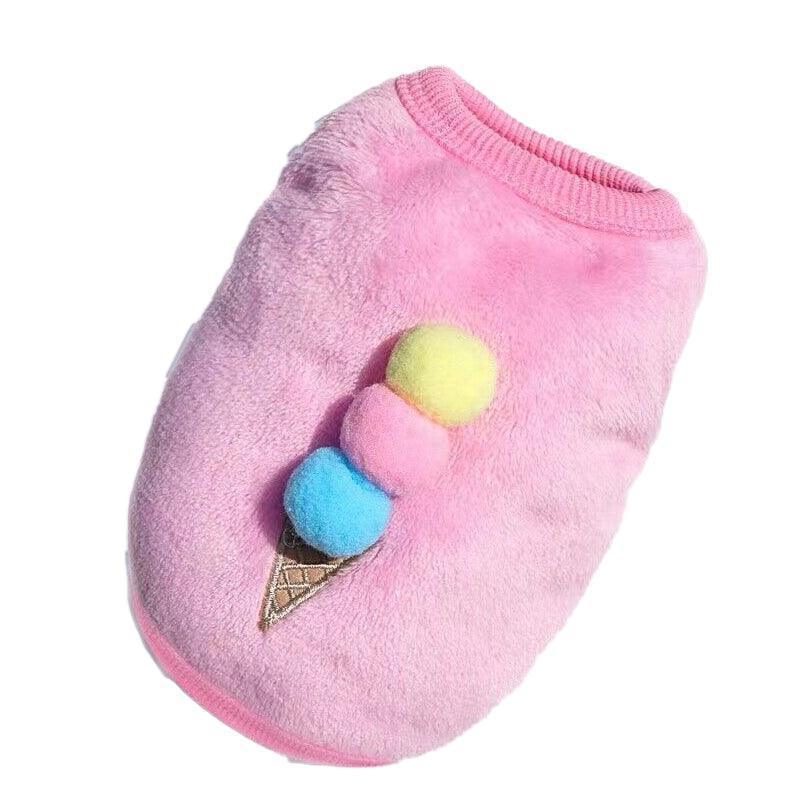 S Size Warm Winter Dog Clothes Soft Fleece Dog Jacket Pet Coat Sweater Cat Jumper - Red Strawberry