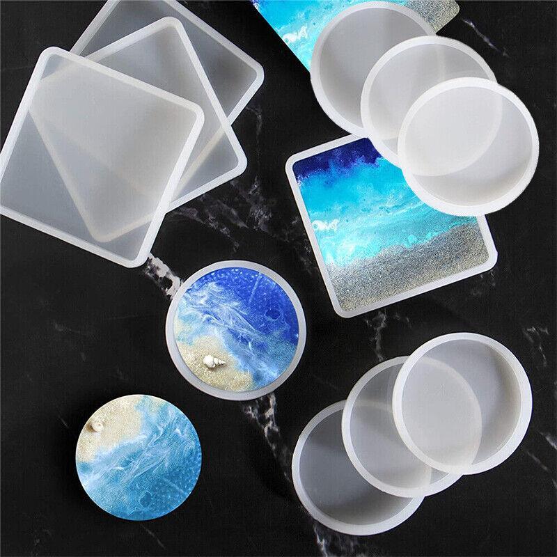 Coaster Resin Casting Mould Epoxy Mold Silicone Craft DIY Jewelry Agate Making - Large Square*4