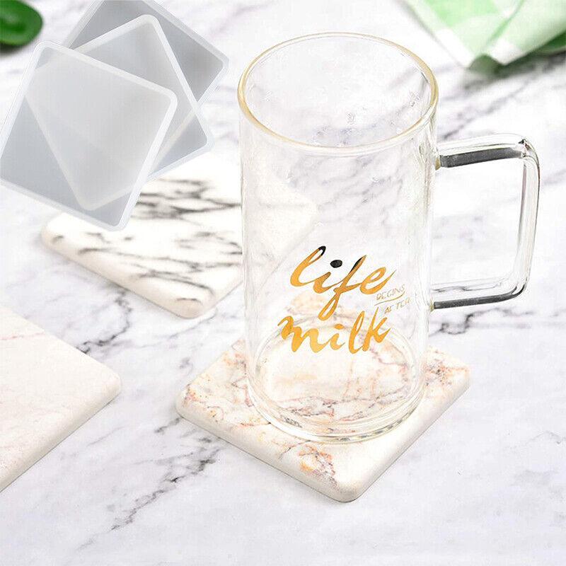 Coaster Resin Casting Mould Epoxy Mold Silicone Craft DIY Jewelry Agate Making - Large Square