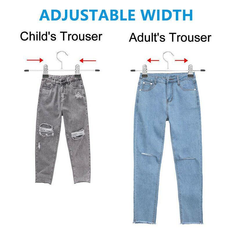 Metal Clip Hangers Clothes Trousers Skirts Pants Coat Non Slip Bulk Clothing Rack - 10PCS