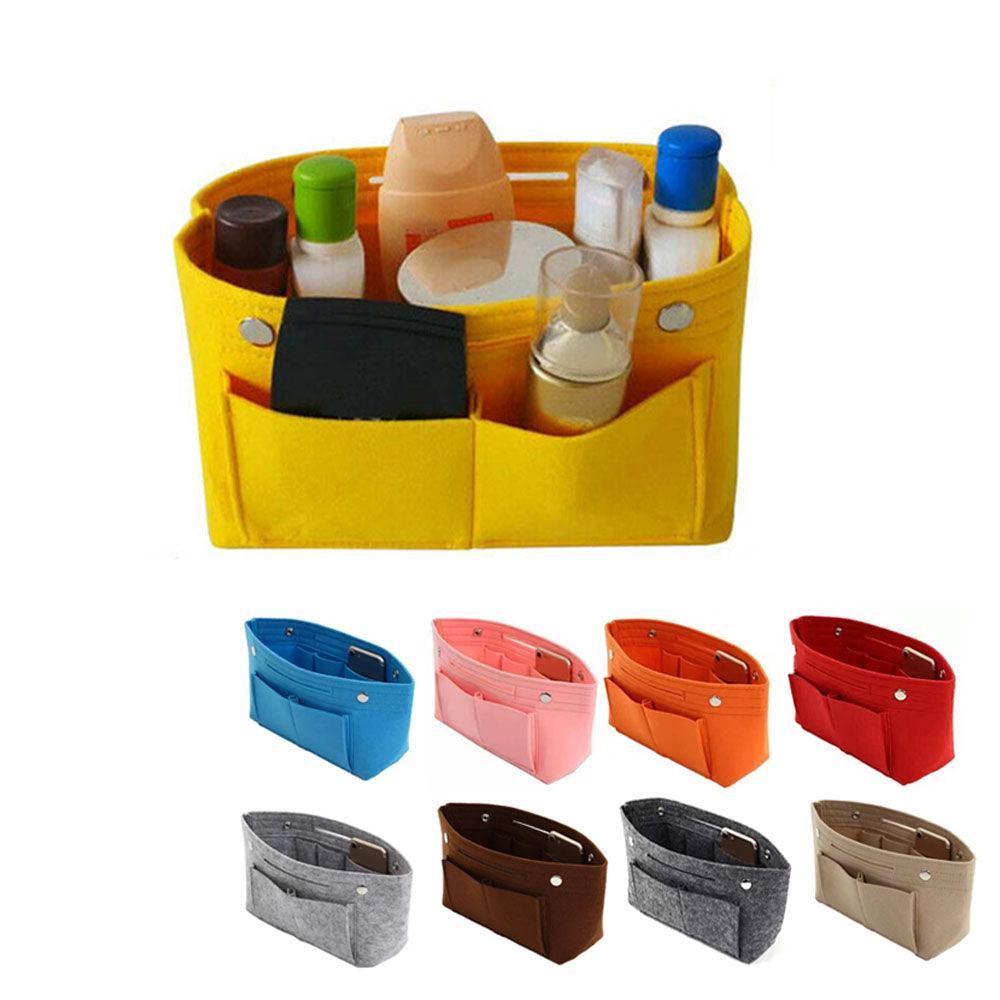 Travel Organiser Handbag Felt Bag Tote Insert Liner Purse Pouch Women 25*16*9Cm - Coffee