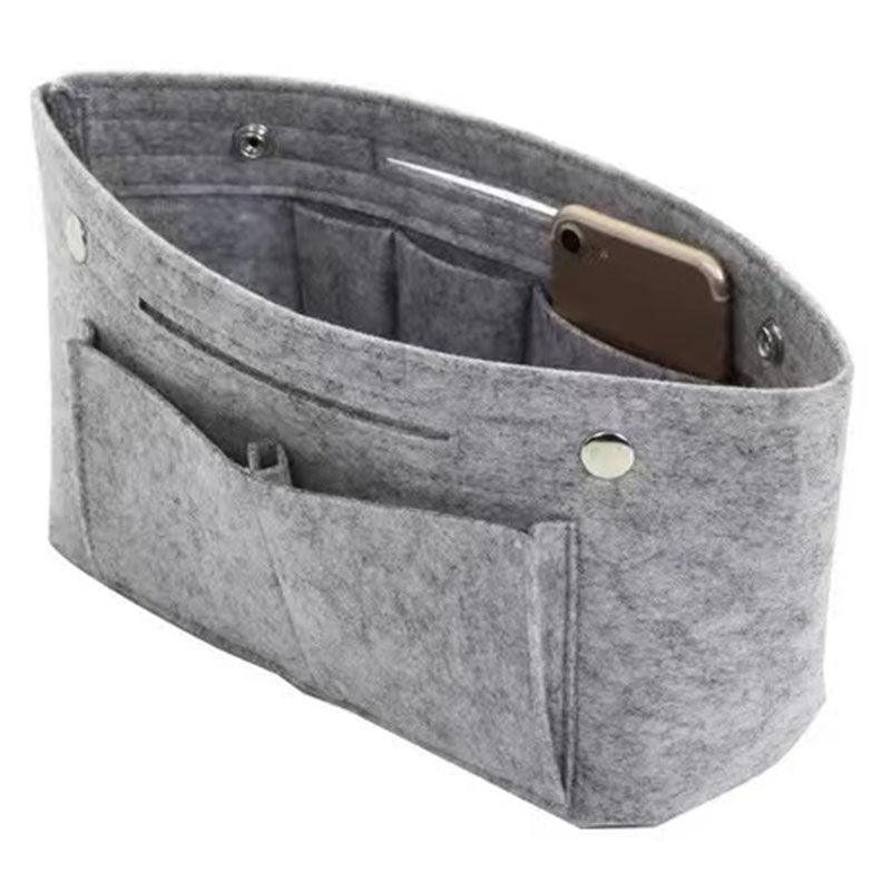Travel Organiser Handbag Felt Bag Tote Insert Liner Purse Pouch Women 25*16*9Cm - Coffee