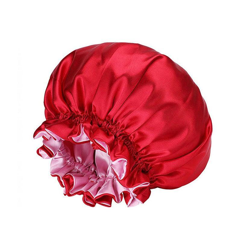 Womens Satin Sleep Cap Bonnet Elastic Wide Band Hair Sleeping Hat - Light Purple