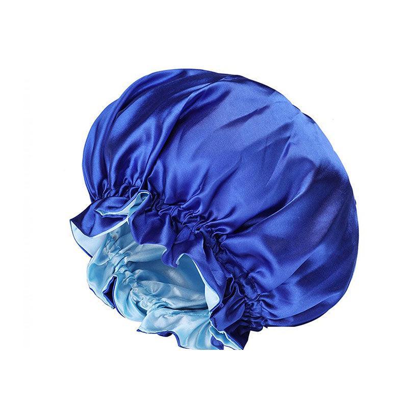 Womens Satin Sleep Cap Bonnet Elastic Wide Band Hair Sleeping Hat - Red