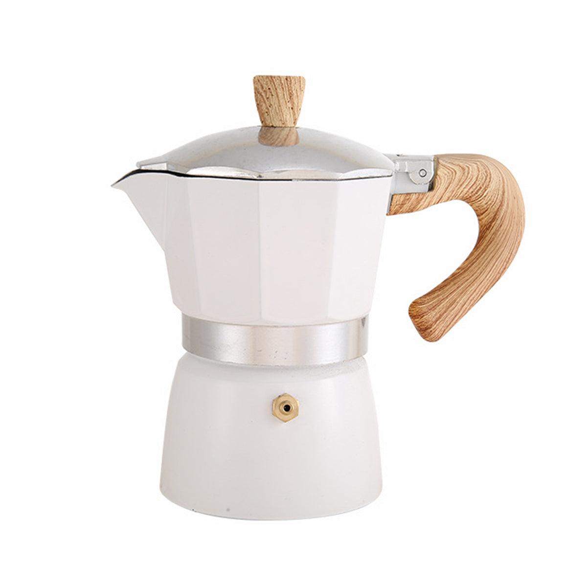 Portable Coffee Maker Wood Grain Handle Outdoor Manual Espresso Machine Camping - Blue-150ml