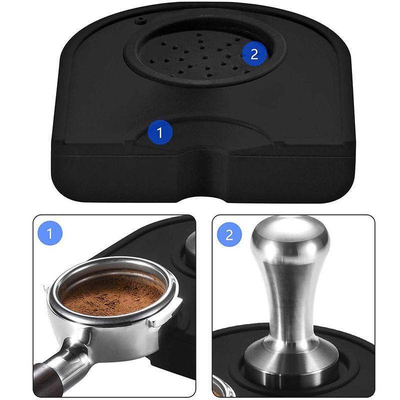 Silicone Coffee Tamper Mat Non Slip Corner Tamping Pad for Espresso Station 14x12.5cm