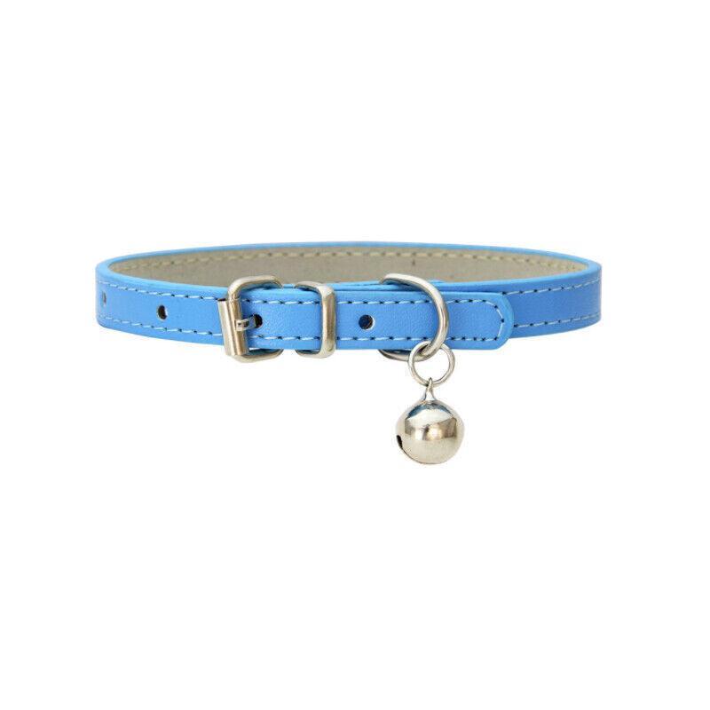 Adjustable PU Leather Cat Collar with Bell Breakaway Buckle 9 Colours - Brown