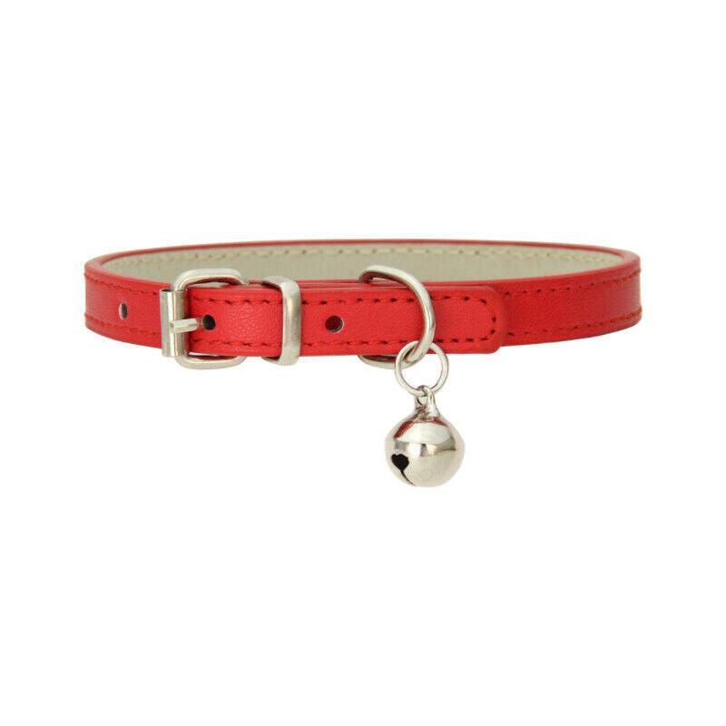 Adjustable PU Leather Cat Collar with Bell Breakaway Buckle 9 Colours - Brown