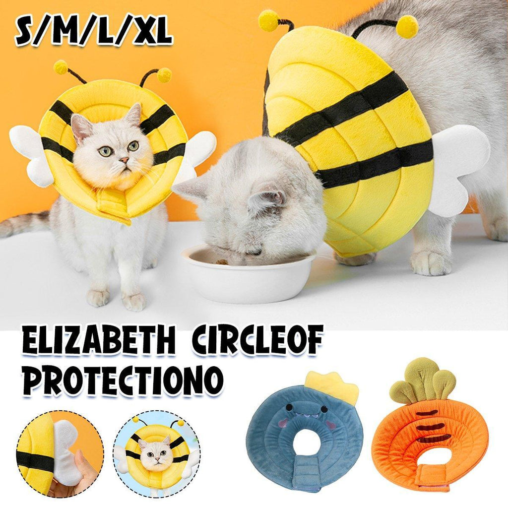 Elizabeth Circle Cat Sterilization Collar Anti-Licking Pet Scarf for Cat and Dog - Yellow Bee-XL