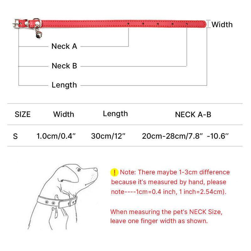 Adjustable PU Leather Cat Collar with Bell Breakaway Buckle 9 Colours - Red