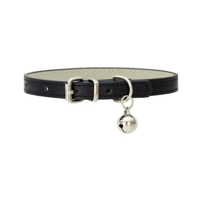 Adjustable PU Leather Cat Collar with Bell Breakaway Buckle 9 Colours - Red