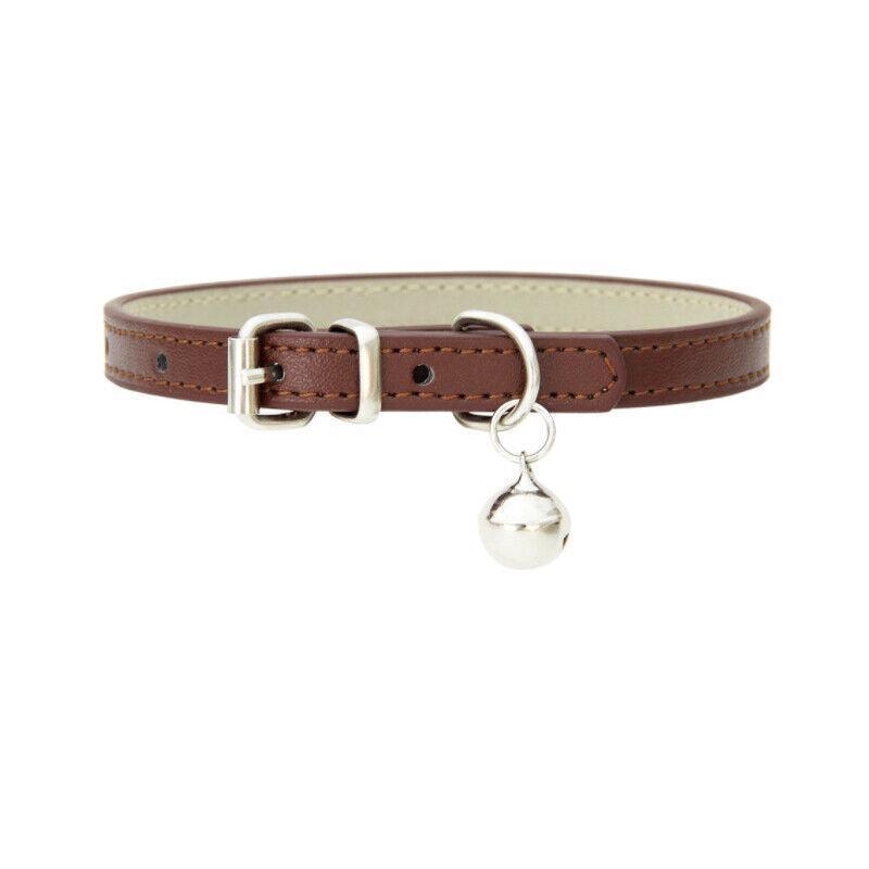 Adjustable PU Leather Cat Collar with Bell Breakaway Buckle 9 Colours - Red