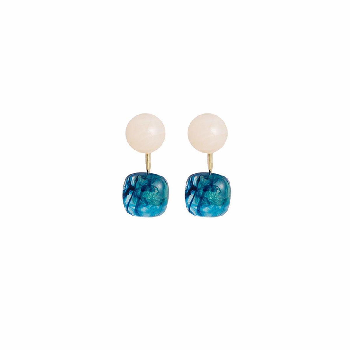 Small Fresh Blue Oil Earrings Retro Fashion Temperament Silver Needle Jewellery