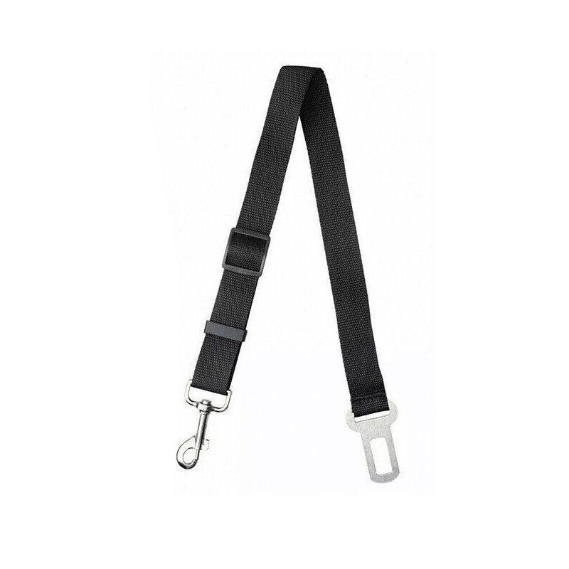 Adjustable Pet Harness Lead for Car Travel with Clip Attachment Nylon Restraint Strap - Black