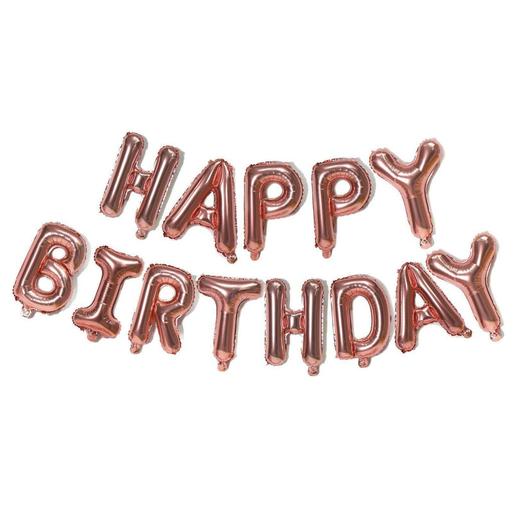 40Cm 3D Happy Birthday Letters Balloons Inflating Foil Banner Bunting Celebrate - Black