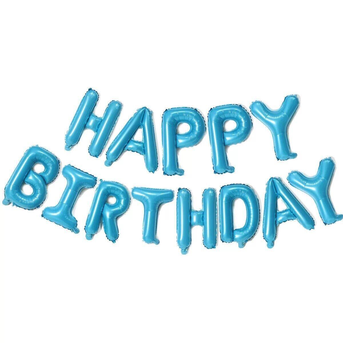 40Cm 3D Happy Birthday Letters Balloons Inflating Foil Banner Bunting Celebrate - Black