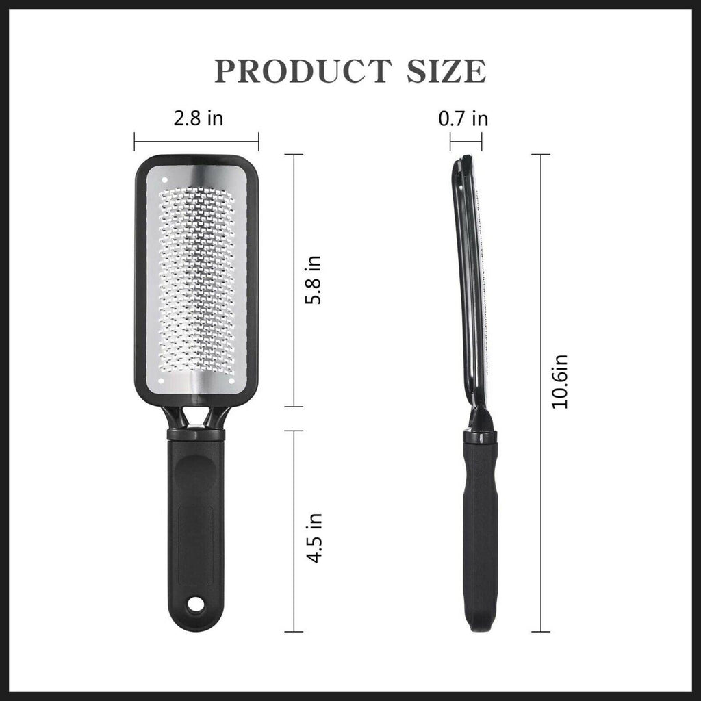 Stainless Steel Foot File Scraper Grater Pedicure Rasp Callus Remover Tool - Black