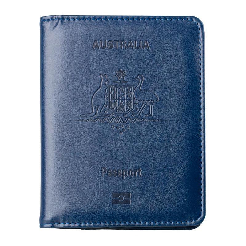 RFID Passport Holder Slim Leather Travel Wallet ID Card Cover Case for Men Women - Black