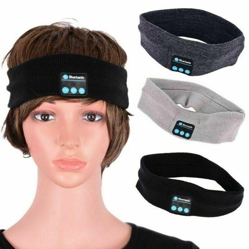 Wireless Bluetooth Headband Earphone Stereo Sport Headphone Headset Sleep New - Black
