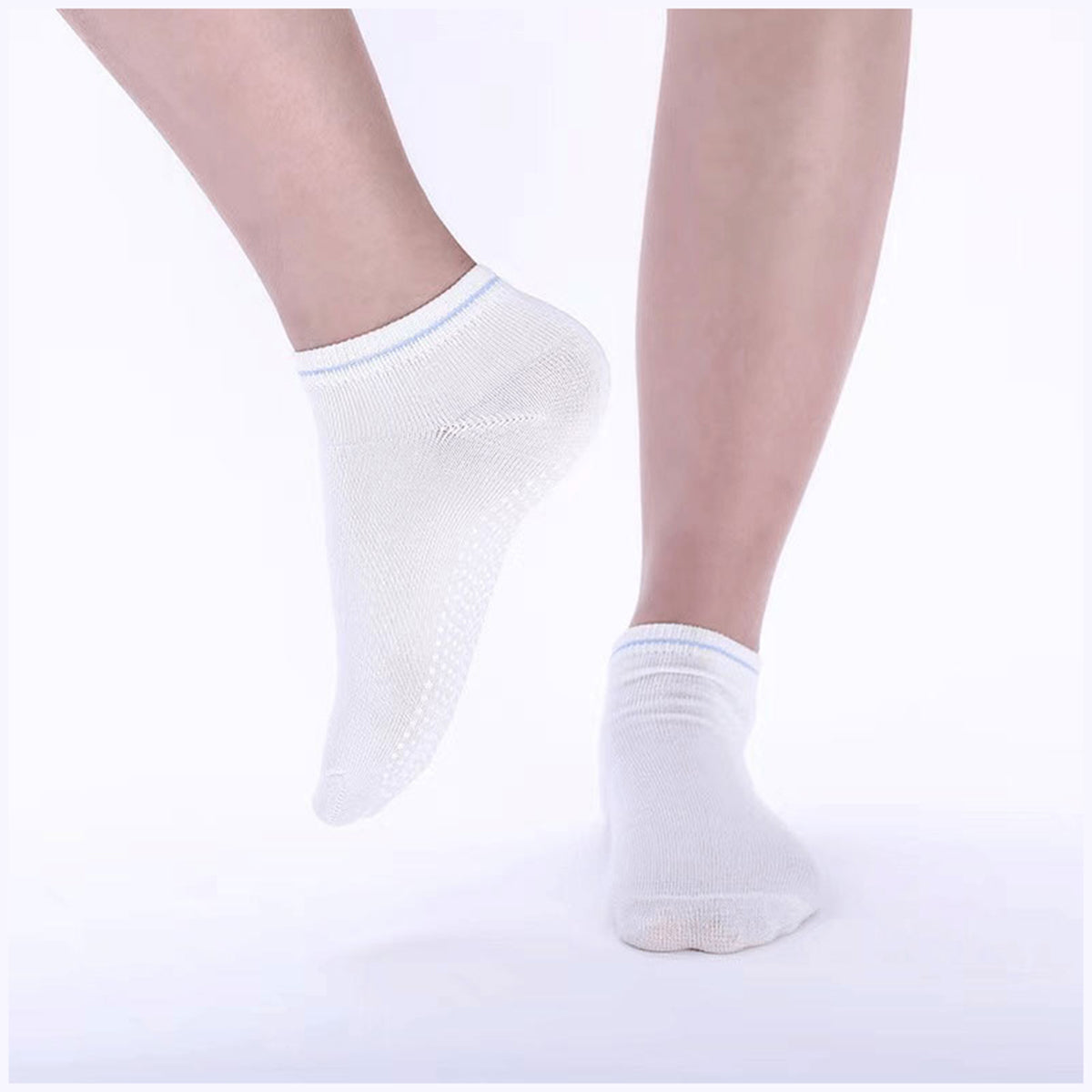 3 Pairs Ladies Women Sports Cotton Rich Pilates Yoga Non-Slip Grip Socks - Blue