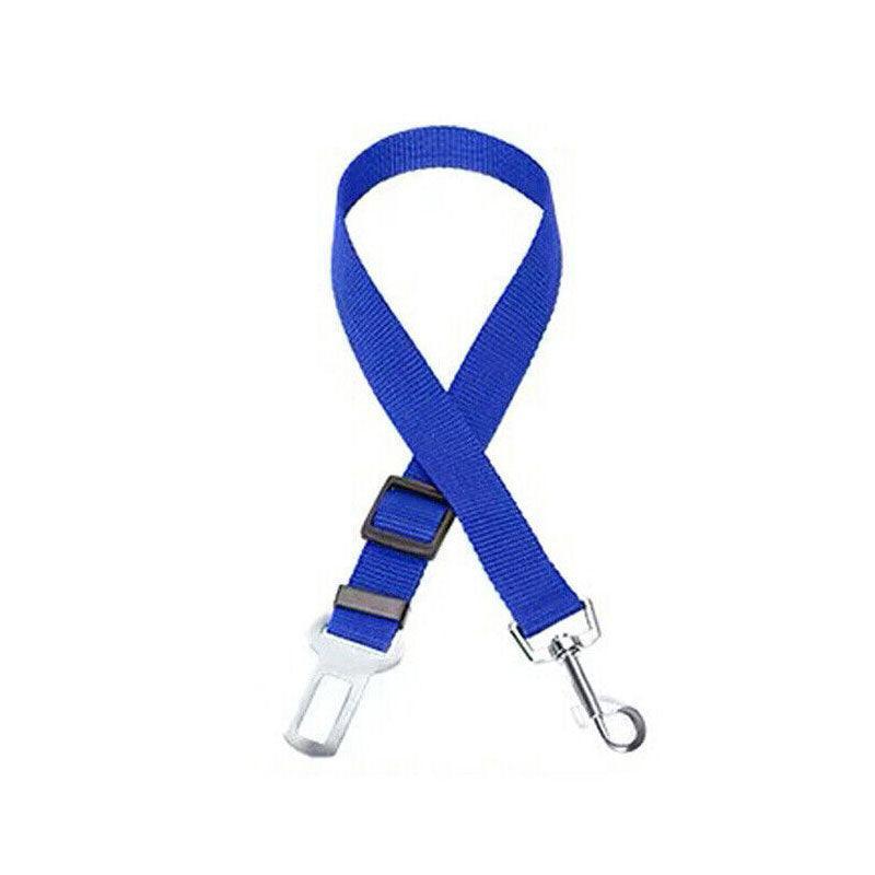 Adjustable Pet Harness Lead for Car Travel with Clip Attachment Nylon Restraint Strap - Blue