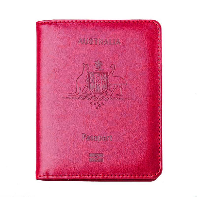 RFID Passport Holder Slim Leather Travel Wallet ID Card Cover Case for Men Women - Blue