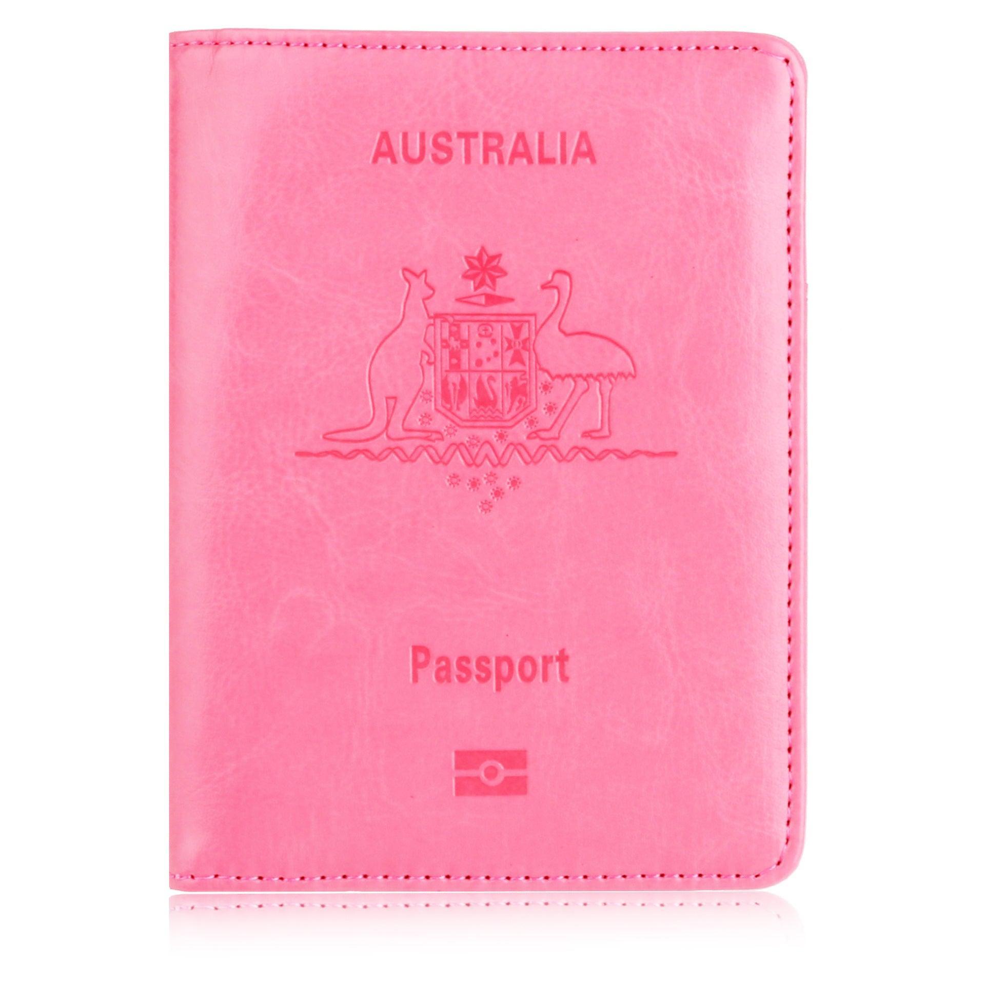 RFID Passport Holder Slim Leather Travel Wallet ID Card Cover Case for Men Women - Blue
