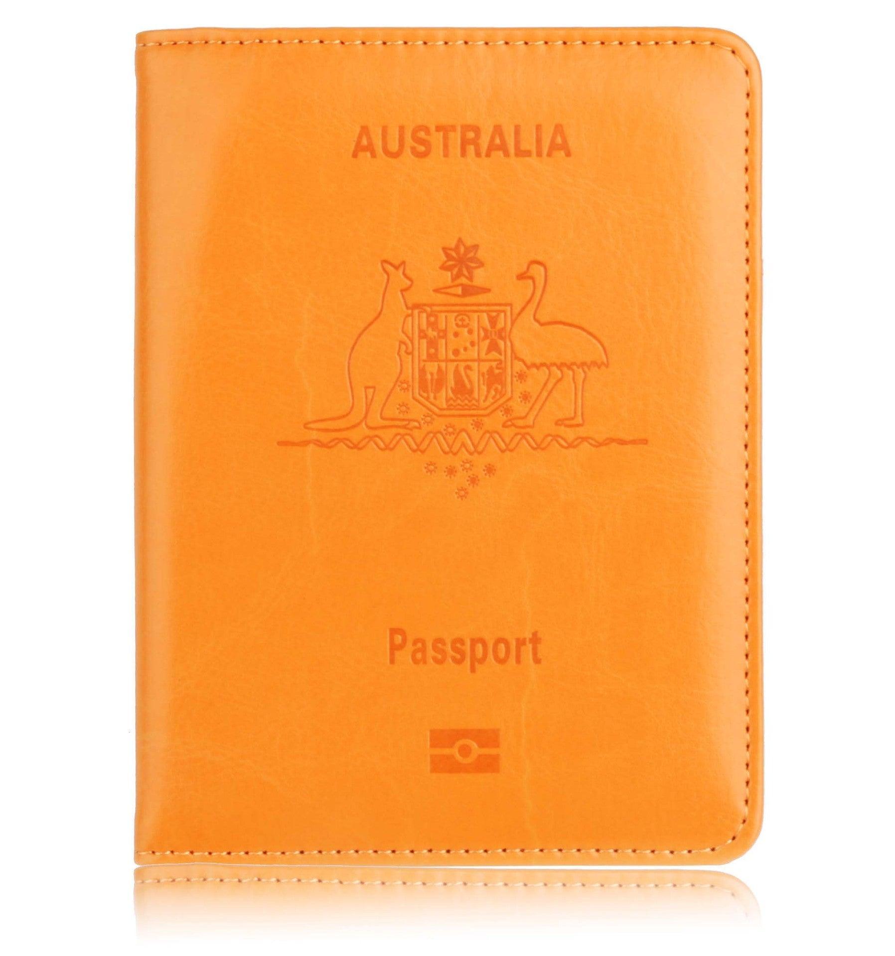 RFID Passport Holder Slim Leather Travel Wallet ID Card Cover Case for Men Women - Blue