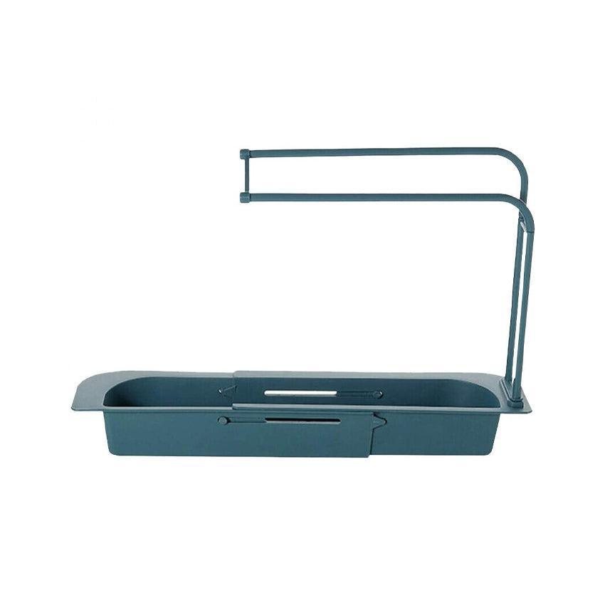 Telescopic Sink Rack Holder Expandable Storage Drain Basket Home Kitchen Kit - Blue