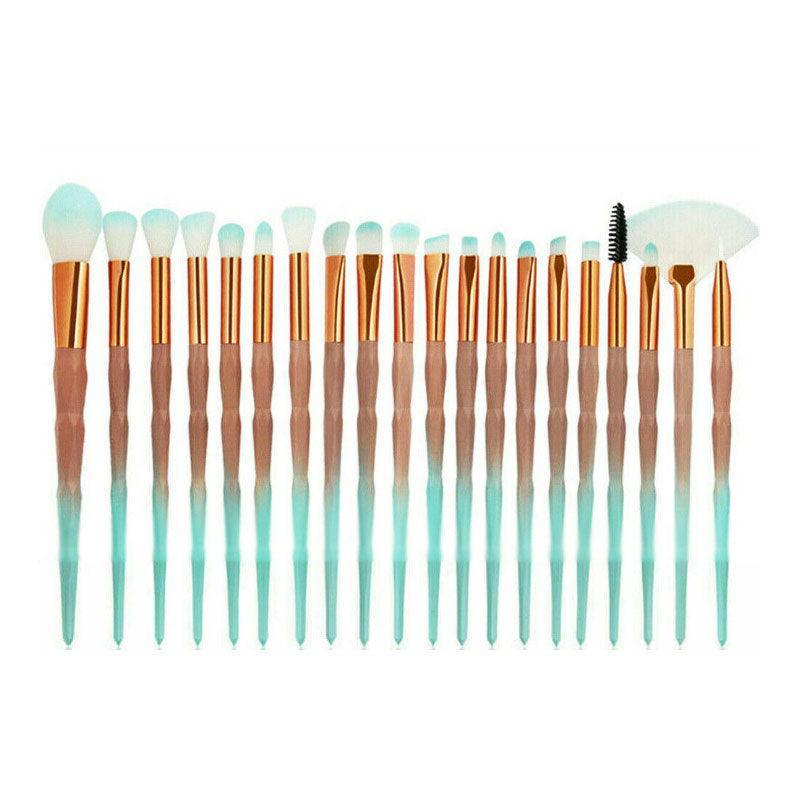 20 Pcs Eye Make-Up Brushes Diamond Unicorn Eyeshadow Eyebrow Blending Brush Set - Blue and Purple