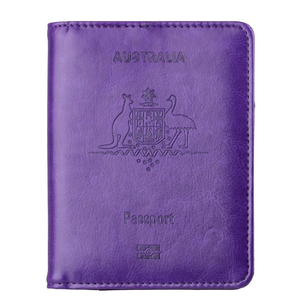 RFID Passport Holder Slim Leather Travel Wallet ID Card Cover Case for Men Women - Brown
