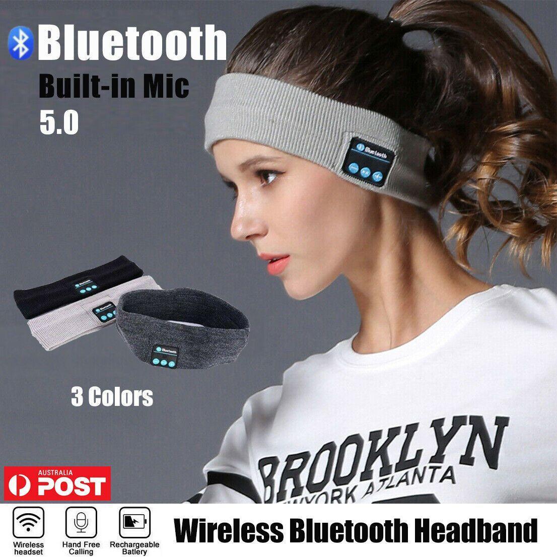 Wireless Bluetooth Headband Earphone Stereo Sport Headphone Headset Sleep New - Dark grey