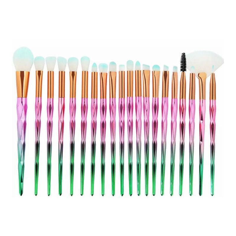 20 Pcs Eye Make-Up Brushes Diamond Unicorn Eyeshadow Eyebrow Blending Brush Set - Gold