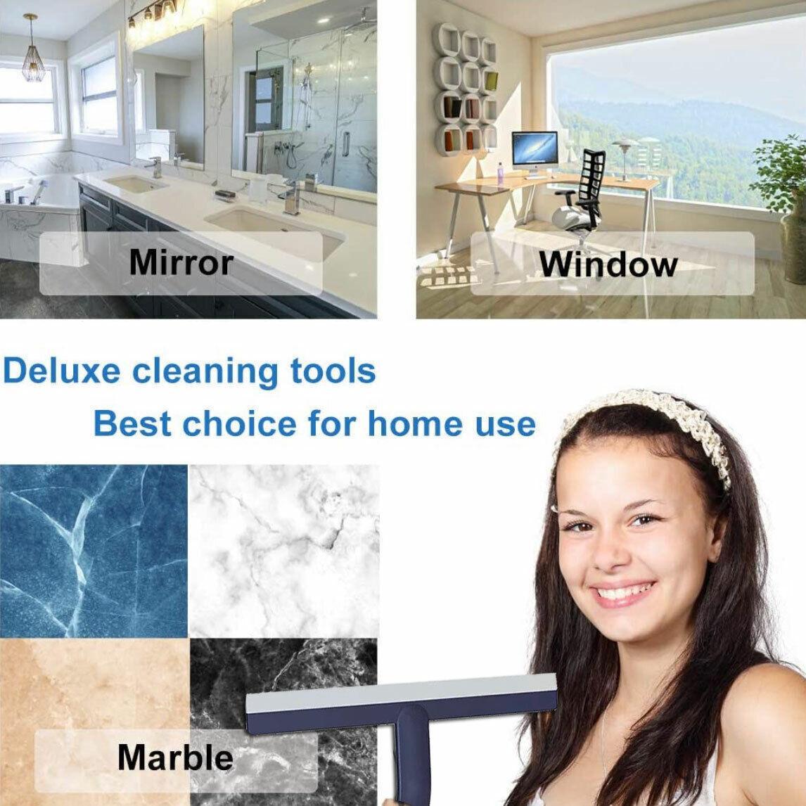 Shower Squeegee Bathroom Mirror Window Glass Cleaner Wiper Home Cleaning Tool - Green