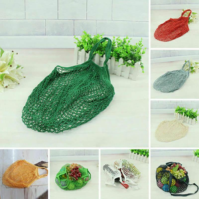 Reusable Mesh Net Shopping Bag String Tote Grocery Fruit Vegetable Storage - Green