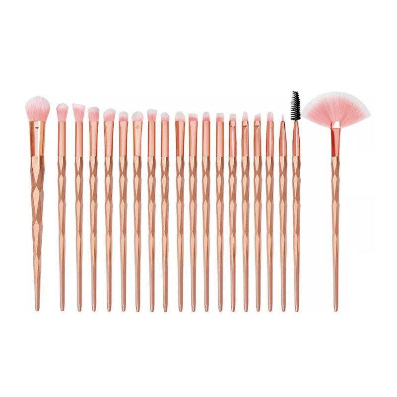 20 Pcs Eye Make-Up Brushes Diamond Unicorn Eyeshadow Eyebrow Blending Brush Set - Green and Pink