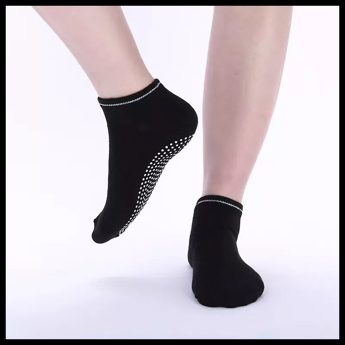3 Pairs Ladies Women Sports Cotton Rich Pilates Yoga Non-Slip Grip Socks - Grey