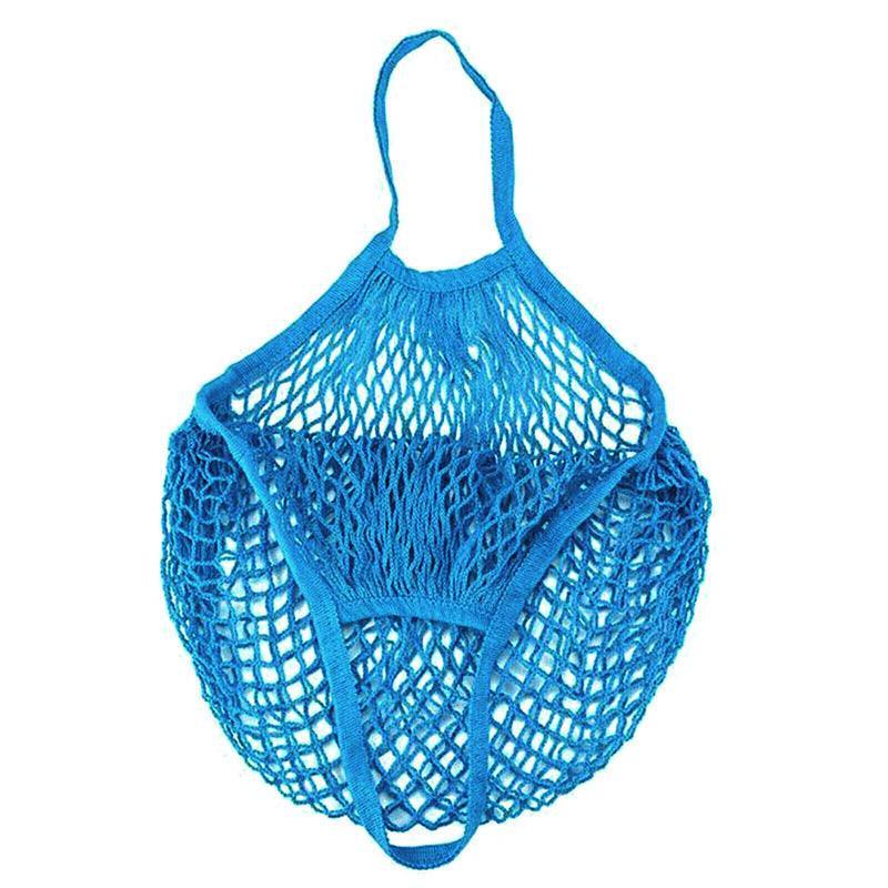 Reusable Mesh Net Shopping Bag String Tote Grocery Fruit Vegetable Storage - Grey
