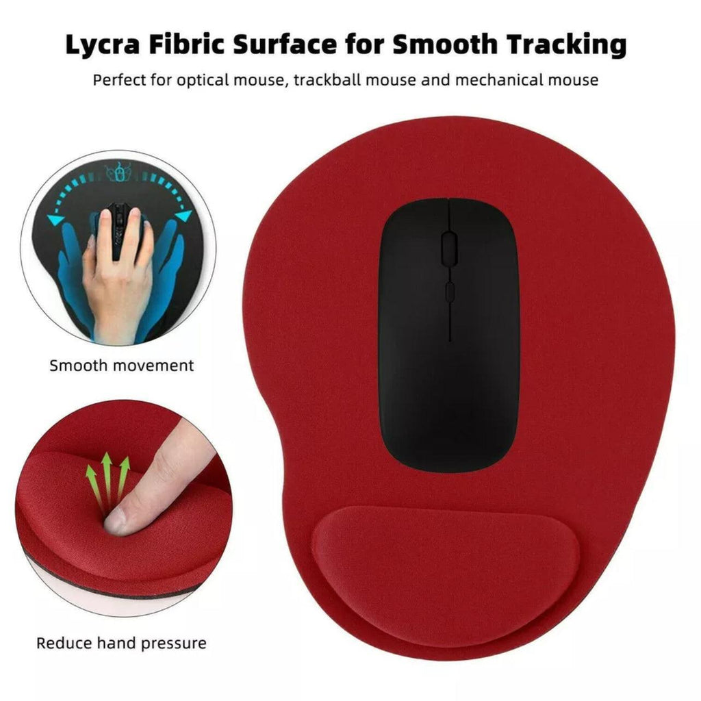 Comfort Mouse Pad with Built In Wrist Support Non Slip Ergonomic Mice Mat - Grey